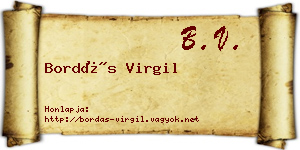 Bordás Virgil névjegykártya